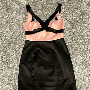 Pink and Black V-Neck Bodycon mini  Dress